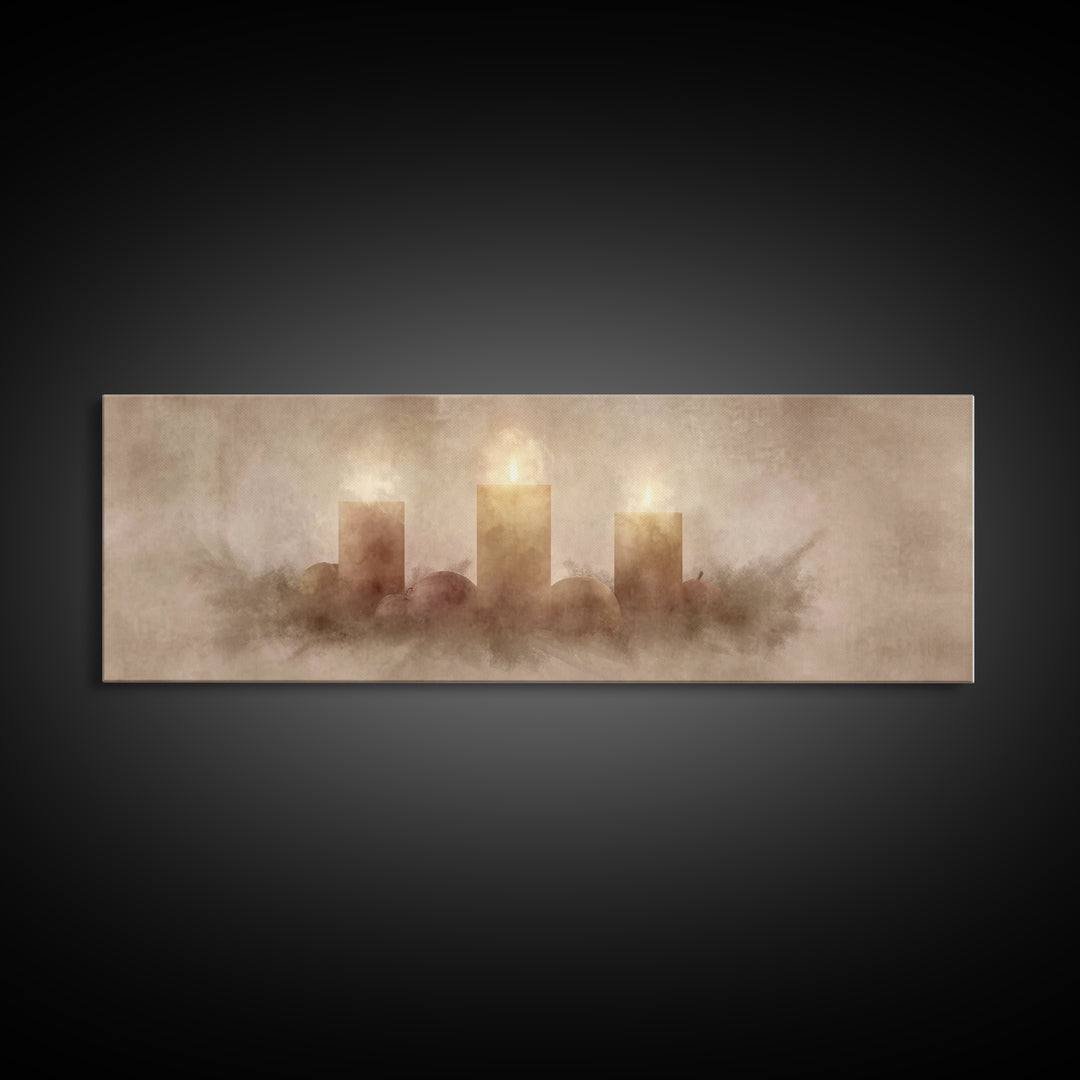 Radiant Advent Glow | Framed Canvas Print | Christian Christmas Art | Christian Wall Art | Christmas Canvas Wall Art | Panoramic Wall Art |