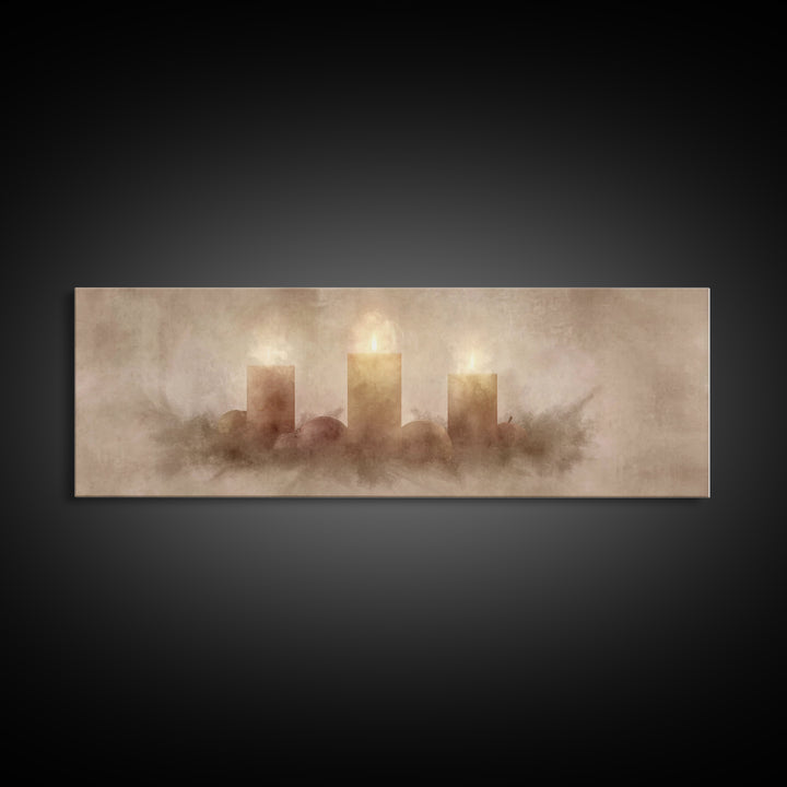 Radiant Advent Glow | Framed Canvas Print | Christian Christmas Art | Christian Wall Art | Christmas Canvas Wall Art | Panoramic Wall Art |