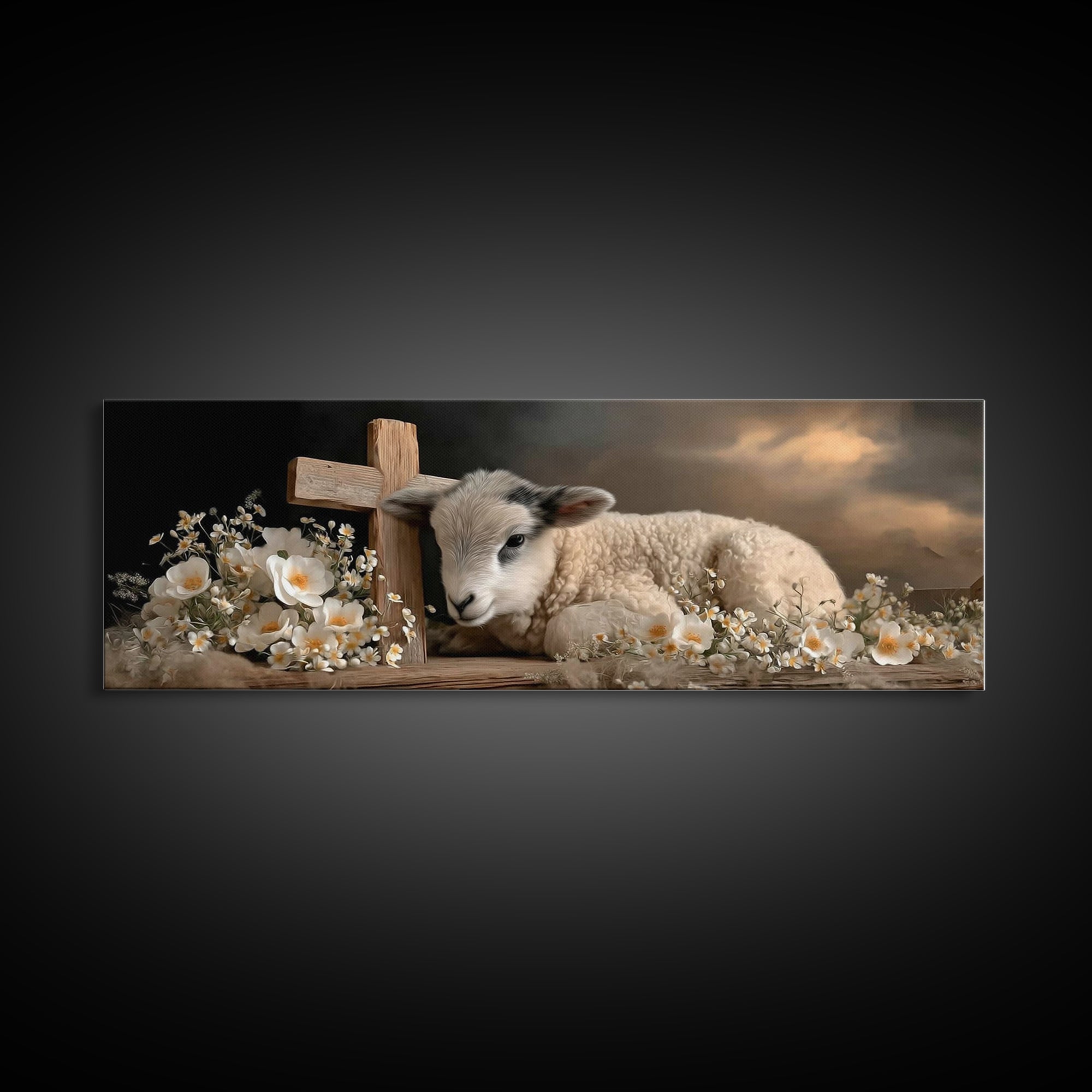 Cross Of Mercy | Framed Canvas Print | Christian Wall Art | Panoramic Print | Christian Art Work | Christmas Wall Art | Modern Christian Ar