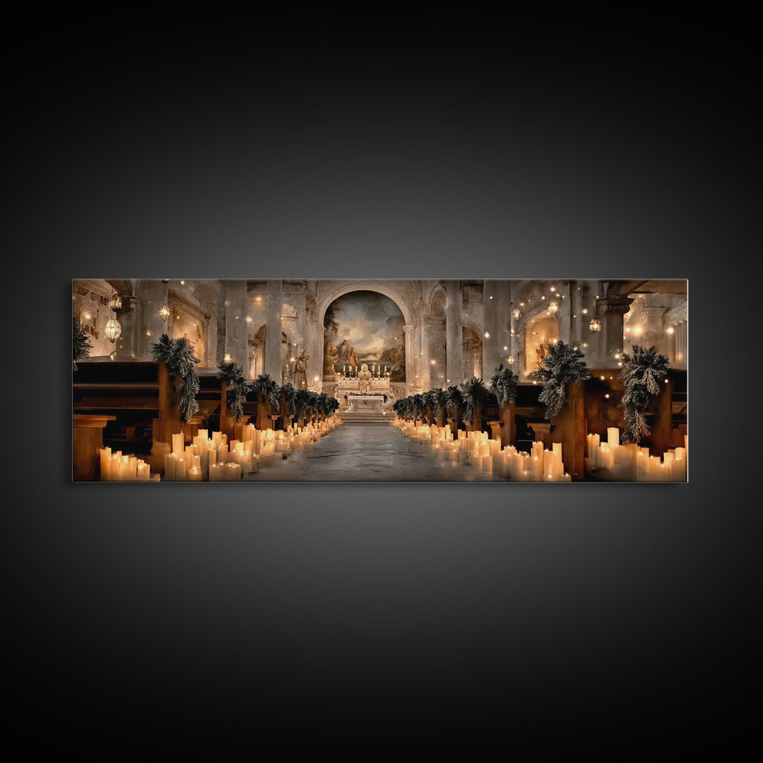 Altar Of Peace | Framed Canvas Print | Christian Art Canvas | Panoramic Frame | Christian Wall Art | Christmas Art | Christian Christmas De