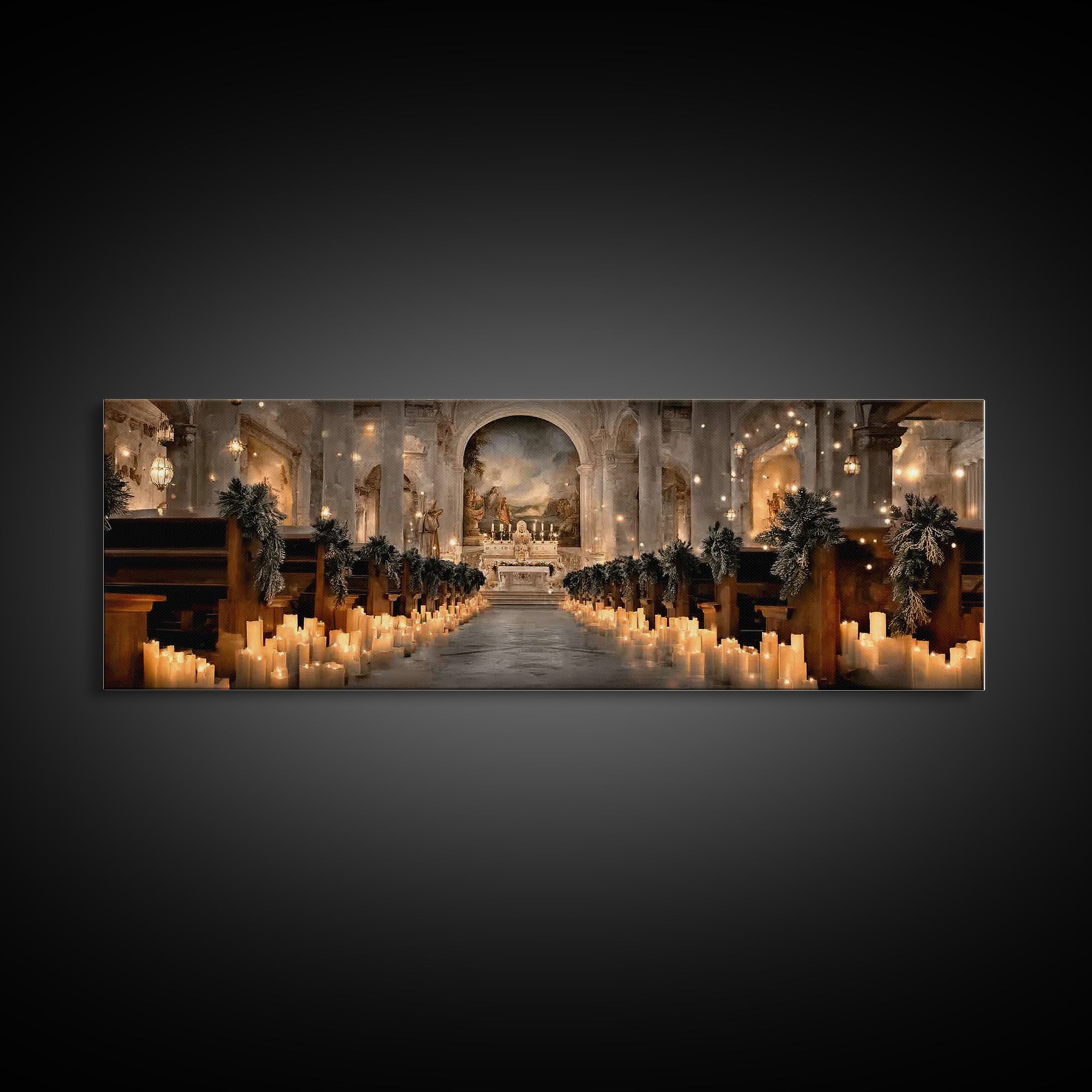 Altar Of Peace | Framed Canvas Print | Christian Art Canvas | Panoramic Frame | Christian Wall Art | Christmas Art | Christian Christmas De