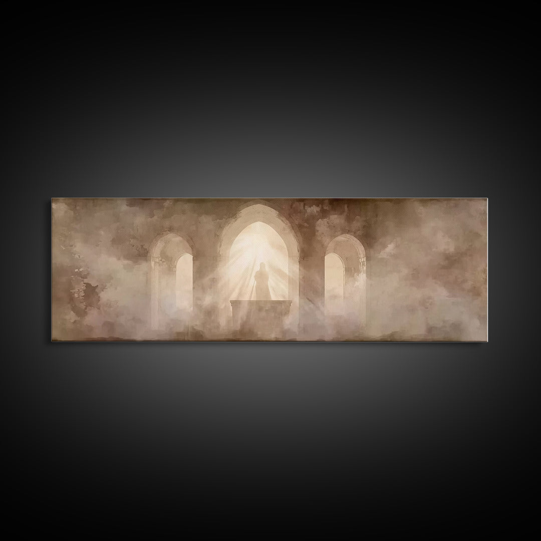 Sanctuary Light | Framed Canvas Print | Christian Wall Art | Christian Art Canvas | Jesus Painting | Panoramic Print | Christian Art