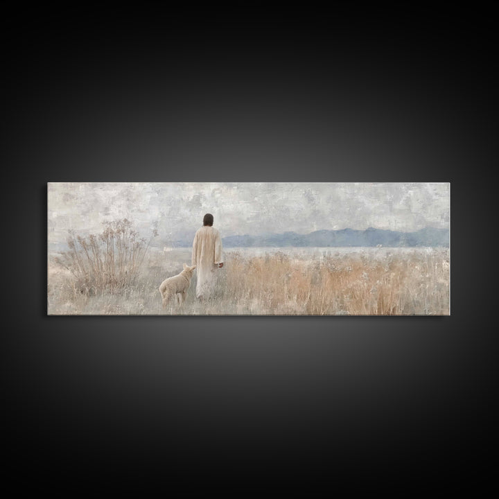 Grace In The Mist, Framed Canvas Print, Panoramic Painting, Christian Art Canvas, Jesus Painting, Christian Art, Christian Wall Art, Christ