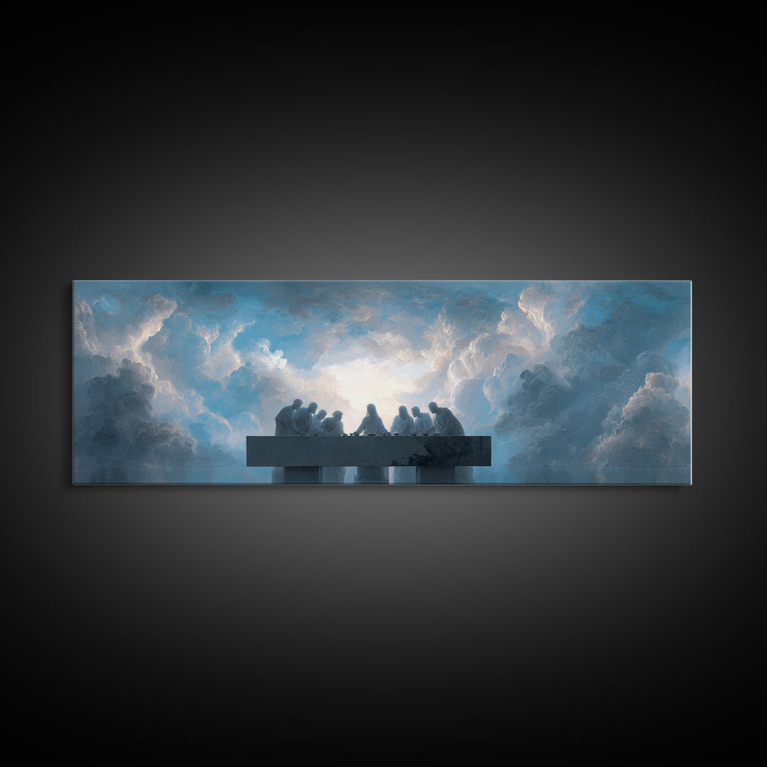 Heavenly Communion | Framed Canvas Print | Christian Art Canvas | Christian Wall Art | Panoramic Wall Art | Christian Christmas | Jesus Pai