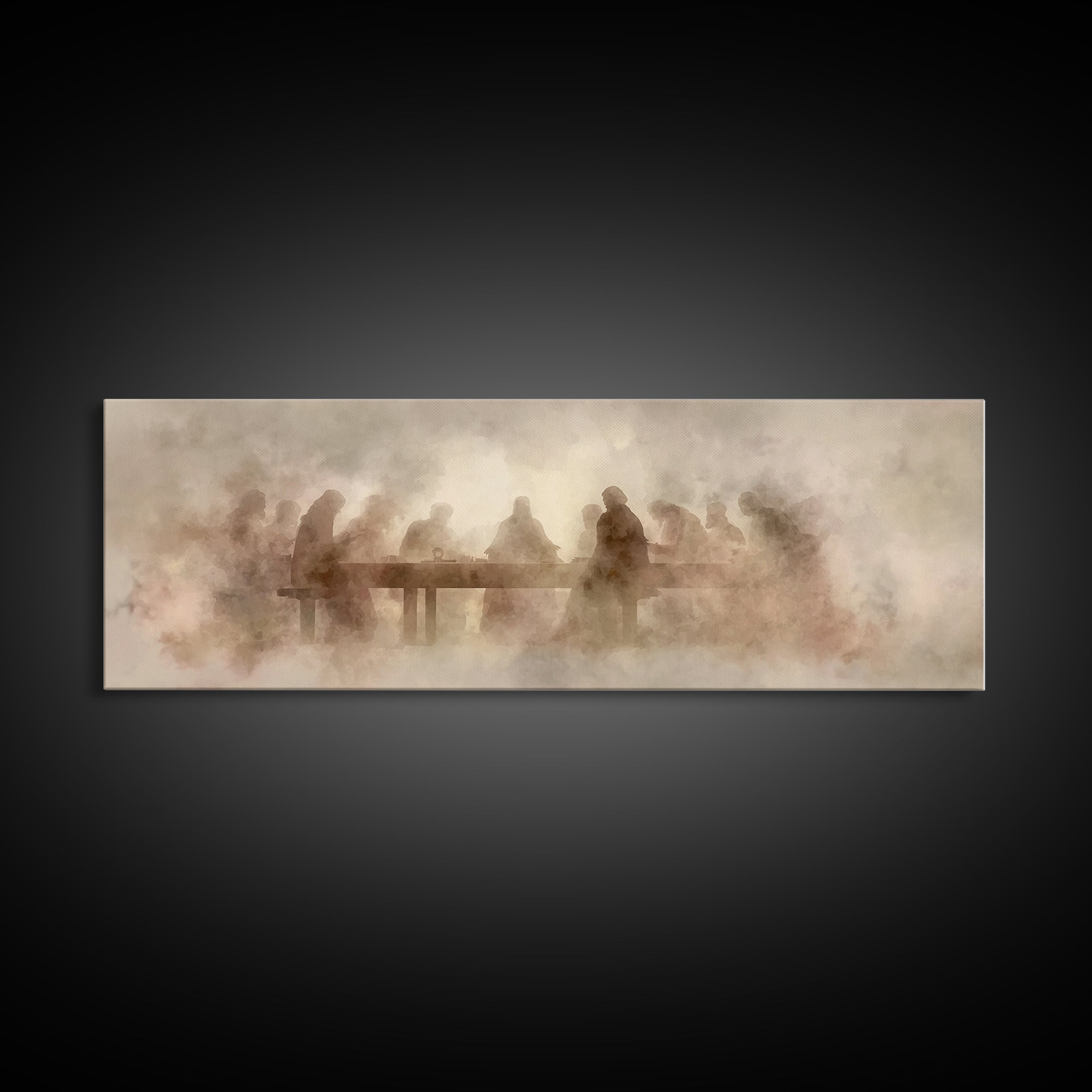 Last Supper Mist | Framed Canvas Print | Christian Art | Panoramic Art | Christian Wall Art | Christmas Art | Jesus Canvas Art