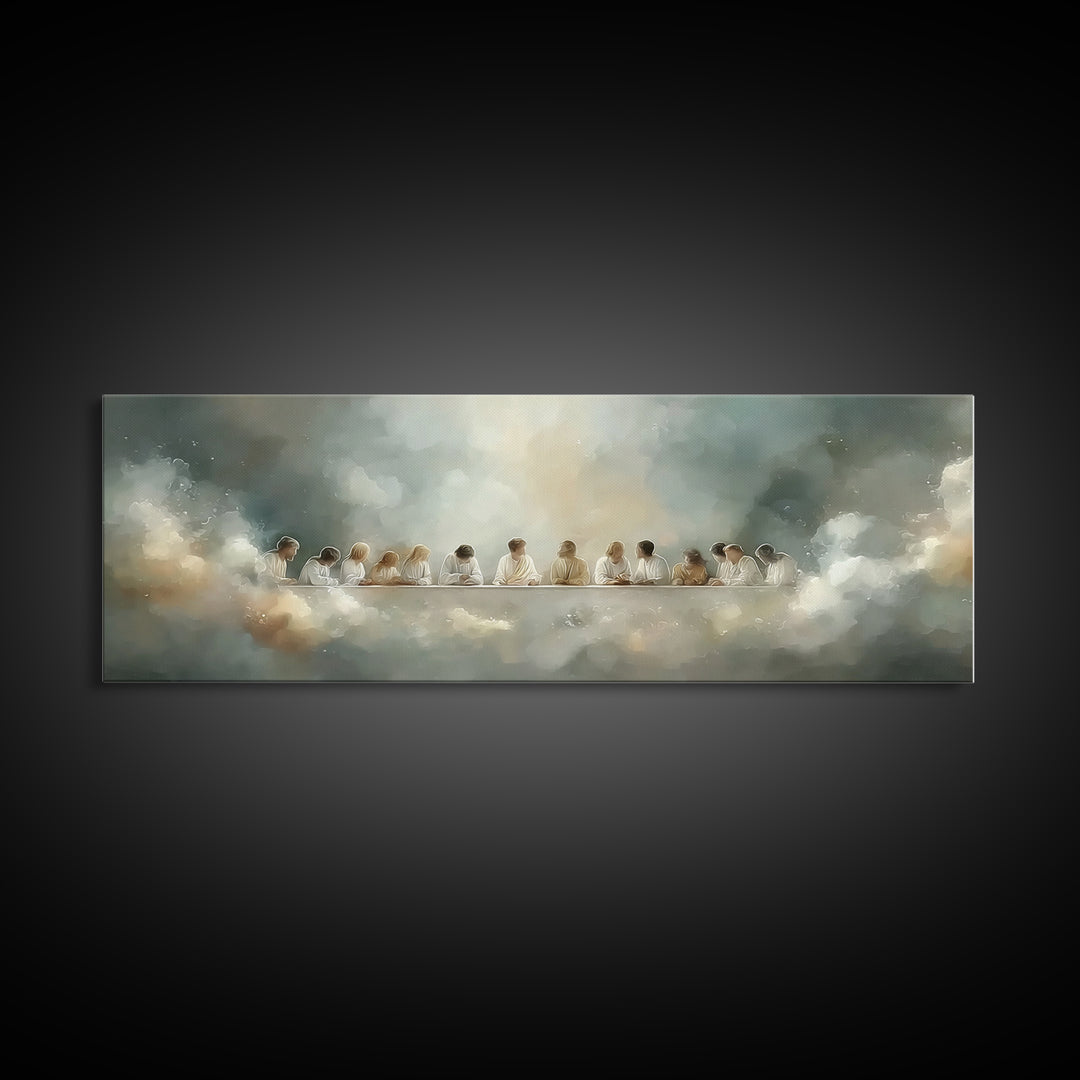 Radiant Fellowship, Framed Canvas Print, Christian Wall Art, Panoramic Wall Art, Christian Art Canvas, Jesus Painting, Christmas Art