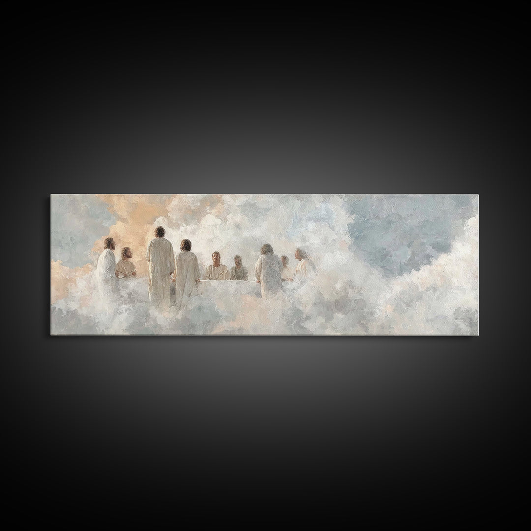 Supper Of Light – Framed Canvas Print – Christian Art – Panoramic Art – Christian Wall Art – Jesus Christmas Art – Christian Decoration