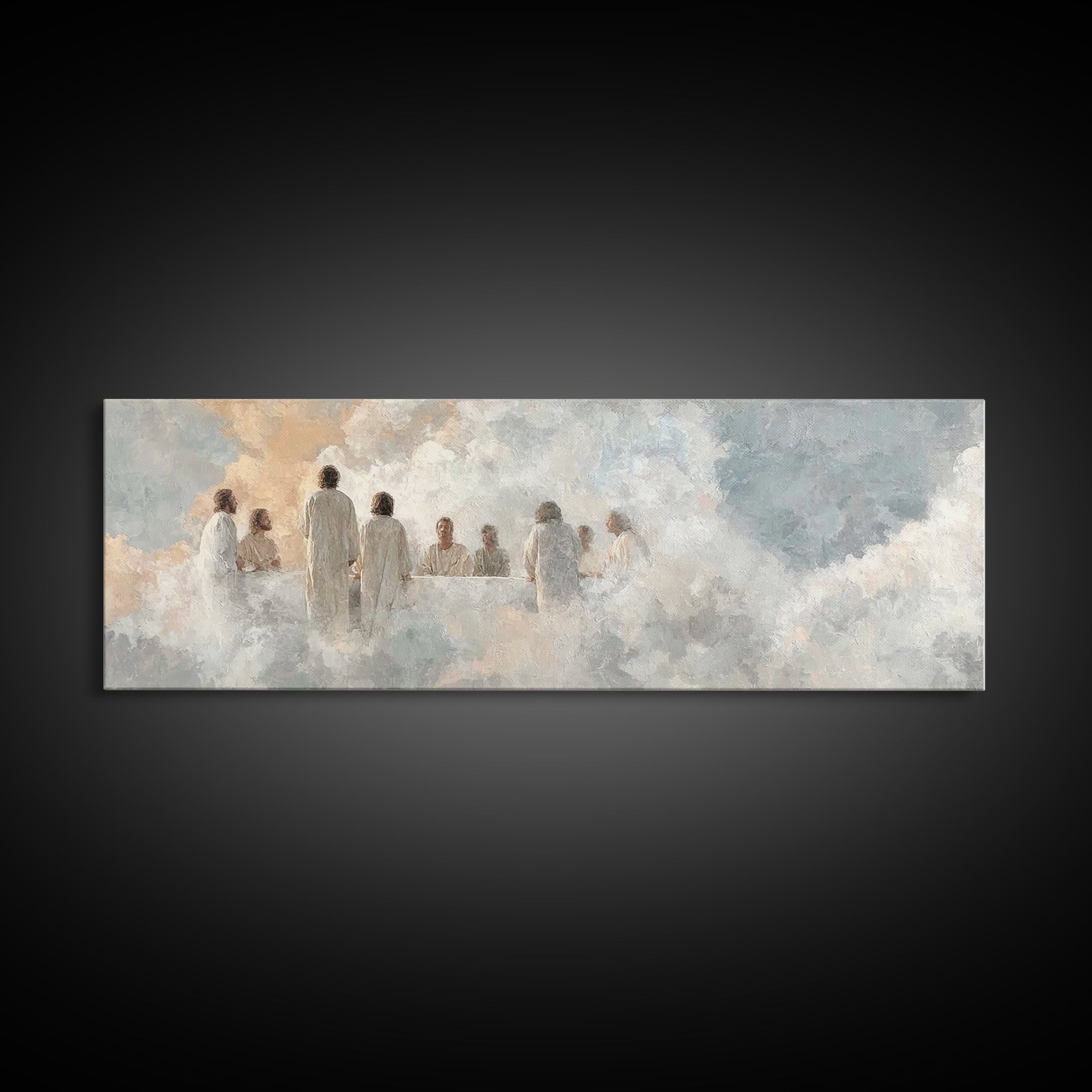 Supper Of Light – Framed Canvas Print – Christian Art – Panoramic Art – Christian Wall Art – Jesus Christmas Art – Christian Decoration