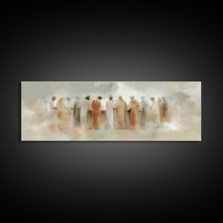 Cloudborne Gathering | Framed Canvas Print | Christian Art | Jesus Wall Art | Panoramic Painting | Christian Christmas Decor | Christian Ar