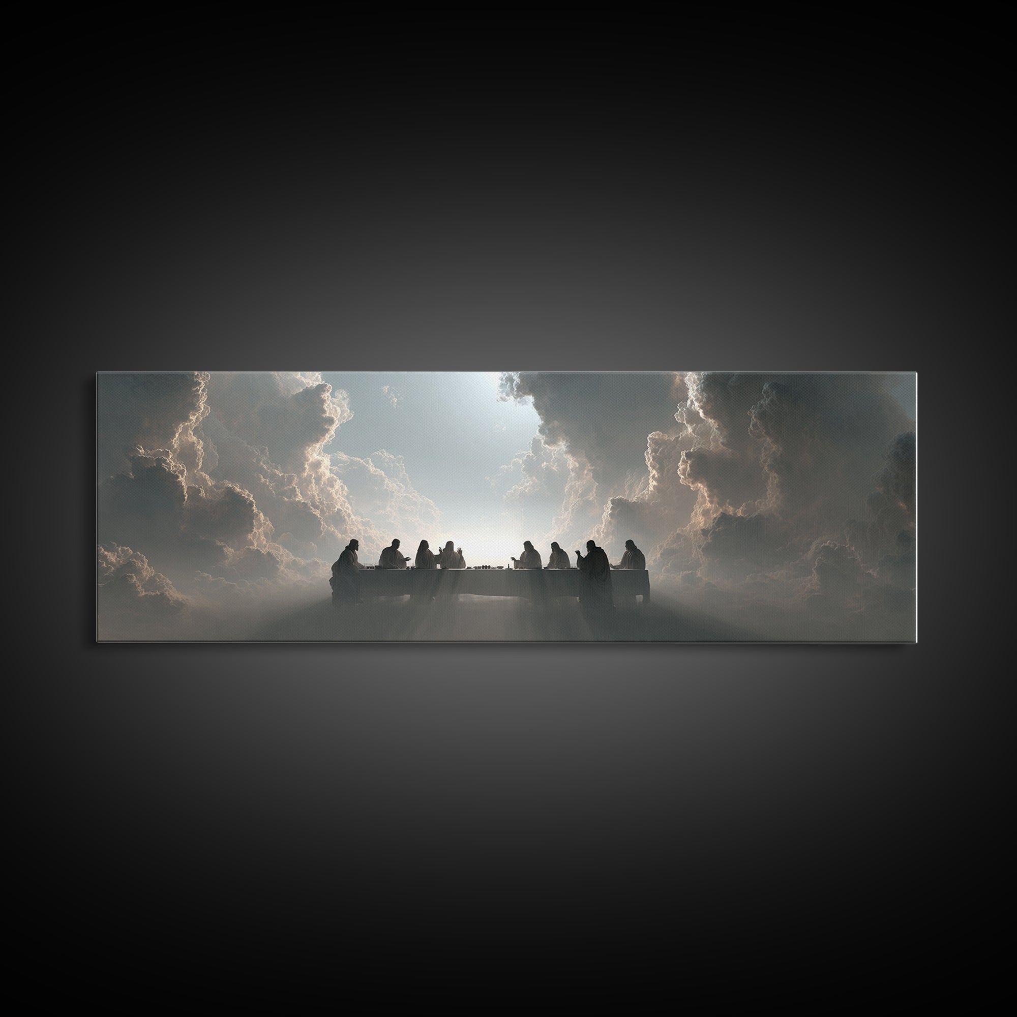 Heaven’s Table, Framed Canvas Print, Christian Art Canvas, Panoramic Print, Jesus Painting, Christian Wall Art, Christmas Art Prints