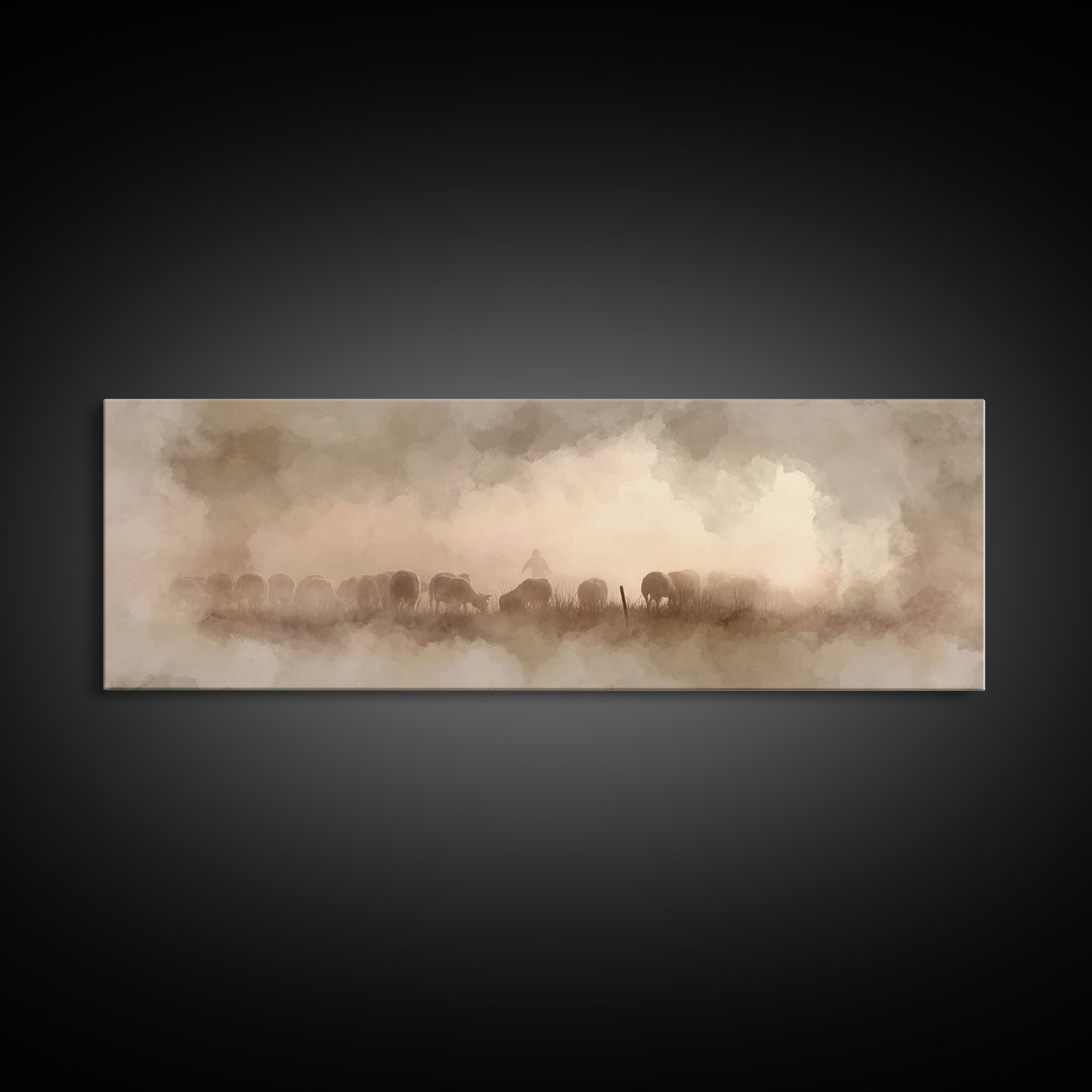 Fields Of Mercy – Framed Canvas Print – Christian Art Print – Panoramic Painting – Jesus Wall Art – Christian Decor – Christmas Art