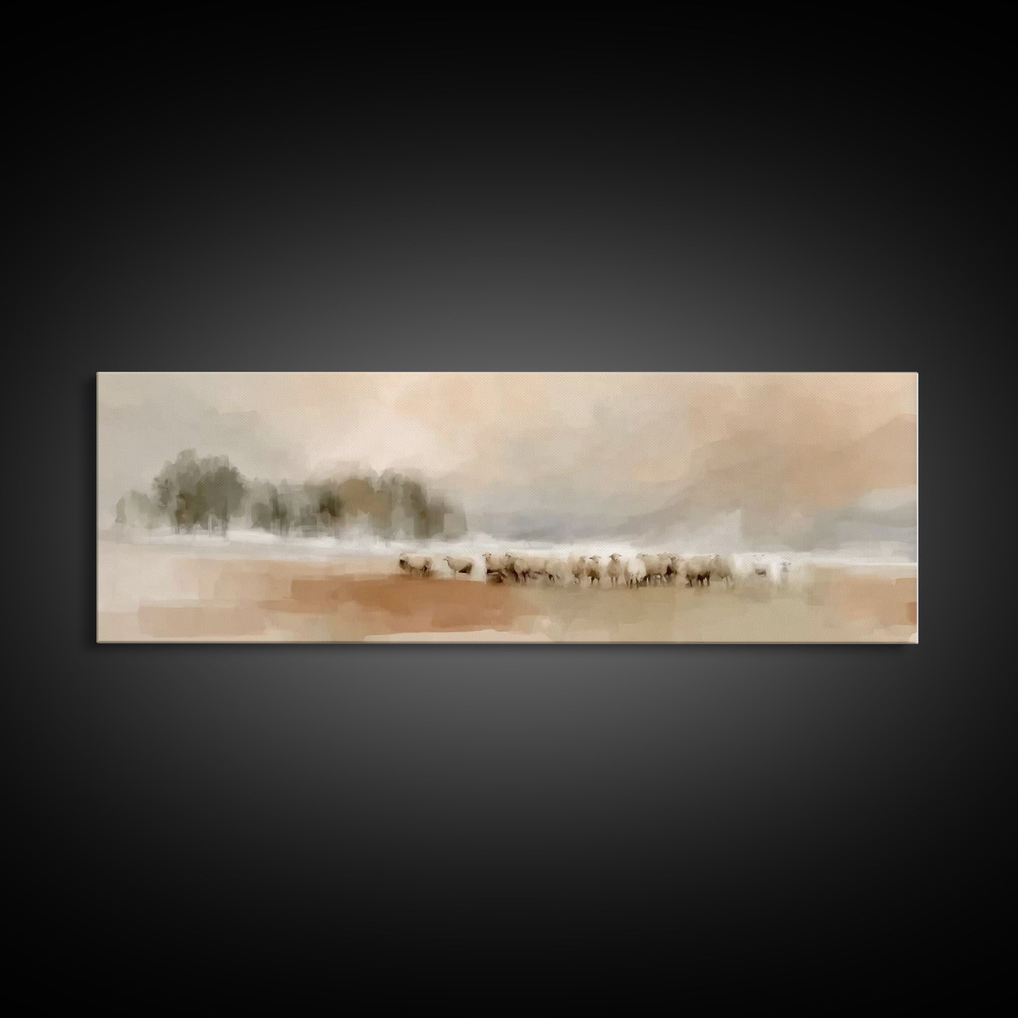 Misty Meadow Peace – Framed Canvas Print – Christian Art – Panoramic Wall Art – Jesus Painting – Christian Art Canvas – Christmas Art