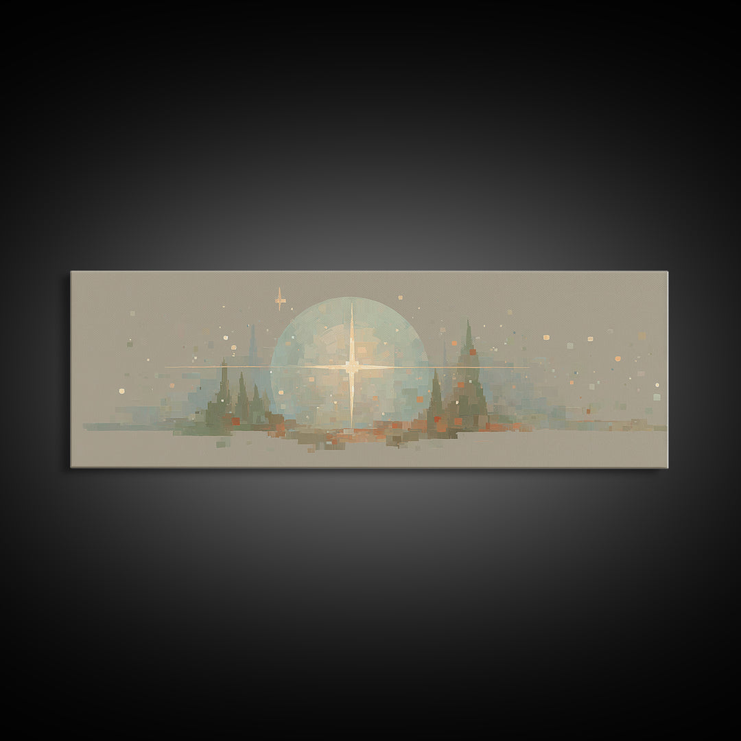Bethlehem Dawn – Framed Canvas Print – Christian Art Canvas – Panoramic Painting – Christmas Art – Christian Wall Art – Modern Christian Ar