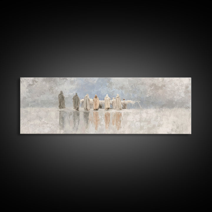 Welcoming Light | Framed Canvas Print | Christian Art Canvas | Panoramic Art | Framed Christmas Art | Christian Wall Art | Christmas Art