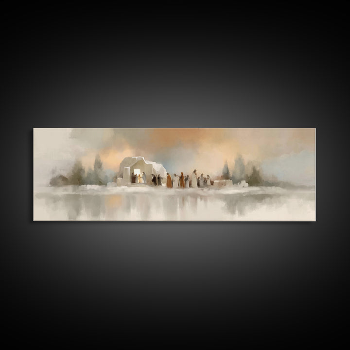 Glory In The Stable – Framed Canvas Print – Panoramic Wall Art – Christian Art Canvas – Christmas Art – Christian Christmas Decorations – C