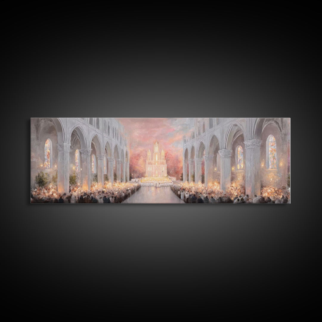 Dawn Of Worship | Framed Canvas Print | Christian Art Canvas | Panoramic Wall Art | Christmas Art Prints | Christian Christmas Art | Modern