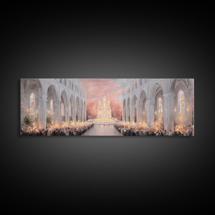 Dawn Of Worship | Framed Canvas Print | Christian Art Canvas | Panoramic Wall Art | Christmas Art Prints | Christian Christmas Art | Modern
