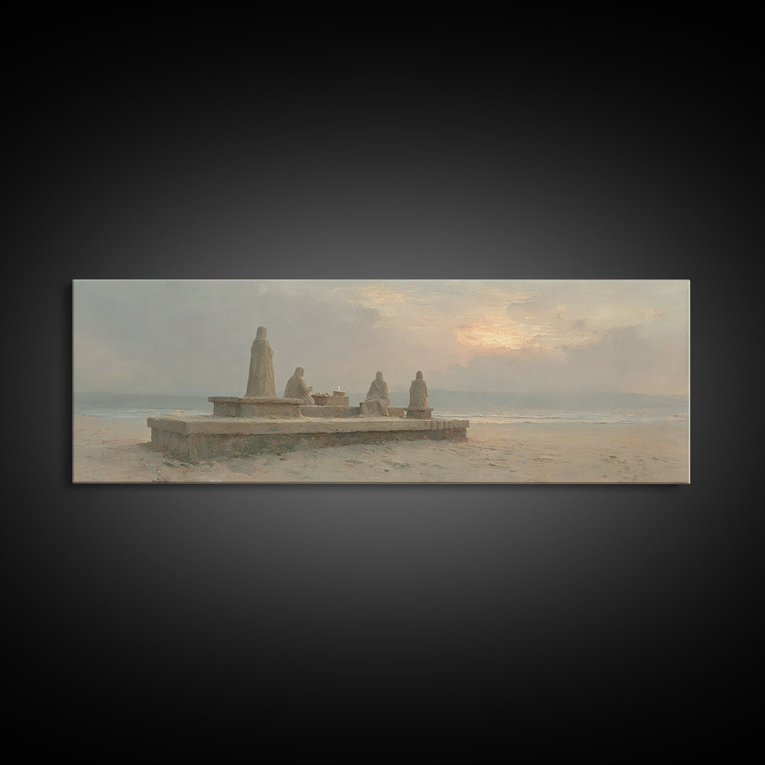 Seaside Offering Dawn | Framed Canvas Print | Christian Art Canvas | Christian Painting | Modern Christian Art | Panoramic Print | Christia