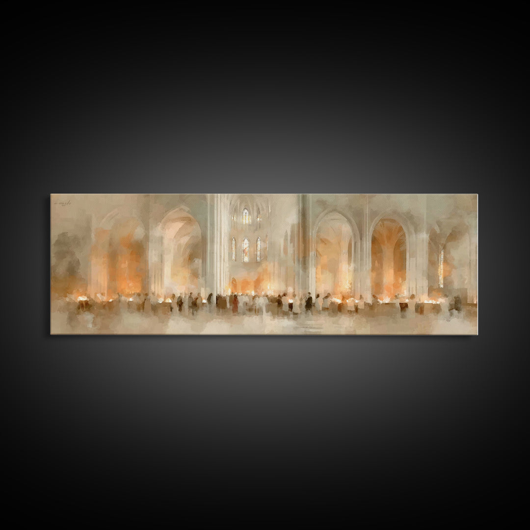 Procession Of Light, Framed Canvas Print, Christian Christmas Art, Panoramic Art, Christian Wall Art, Christmas Canvas Wall Art, Christian