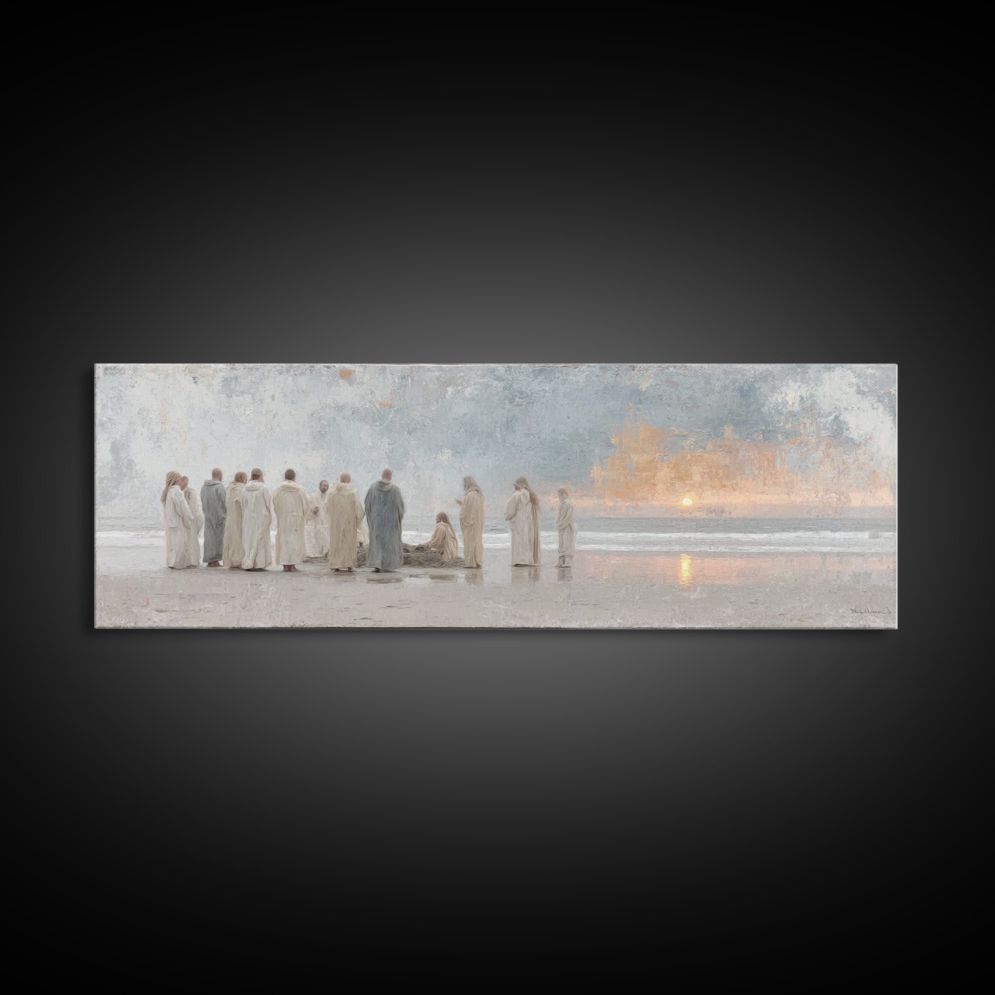 Ocean Circle Witness, Framed Canvas Print, Christian Art Prints, Christian Wall Art, Large Christian Painting, Panoramic Print, Christian C