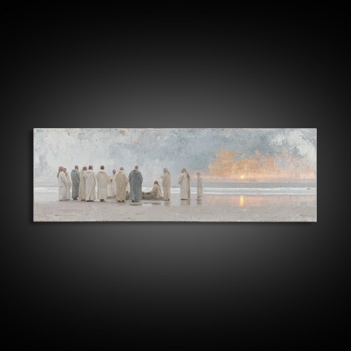 Ocean Circle Witness, Framed Canvas Print, Christian Art Prints, Christian Wall Art, Large Christian Painting, Panoramic Print, Christian C