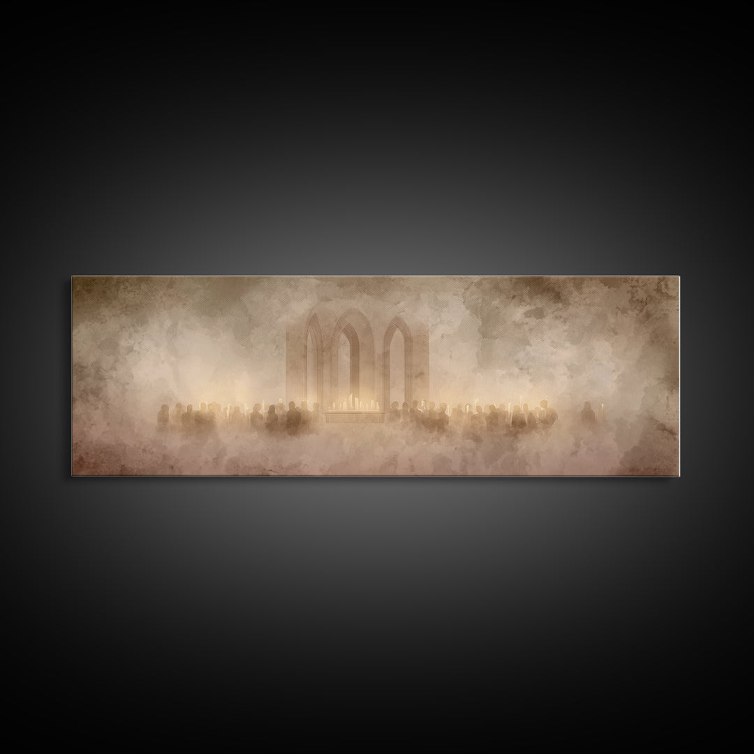 Sanctuary Of Glory – Framed Canvas Print – Christmas Art – Panoramic Art – Christian Wall Art – Christian Art Canvas – Christian Christmas