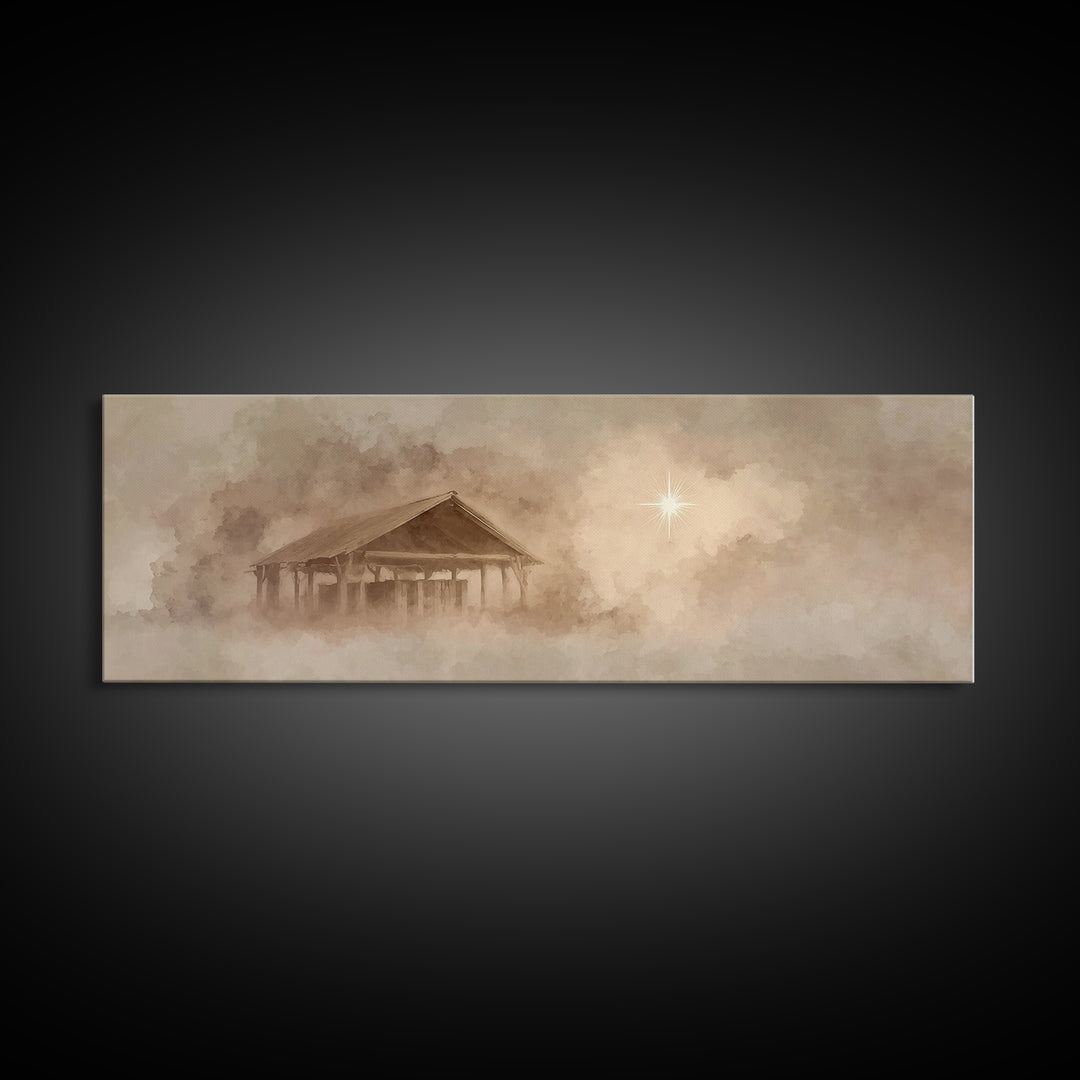 Morning Star Journey – Framed Canvas Print – Christian Art – Panoramic Art – Christmas Wall Art – Christian Art Canvas – Jesus Painting