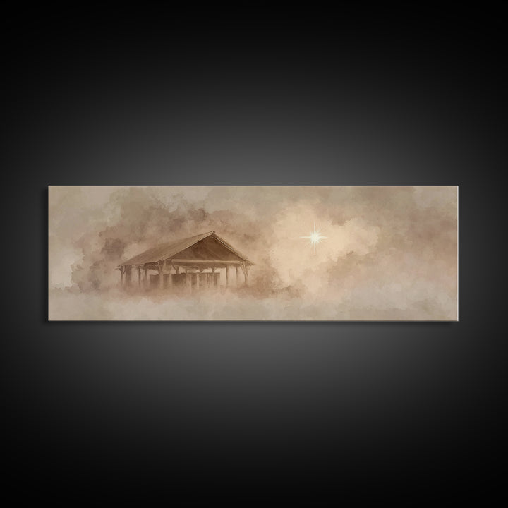 Morning Star Journey – Framed Canvas Print – Christian Art – Panoramic Art – Christmas Wall Art – Christian Art Canvas – Jesus Painting