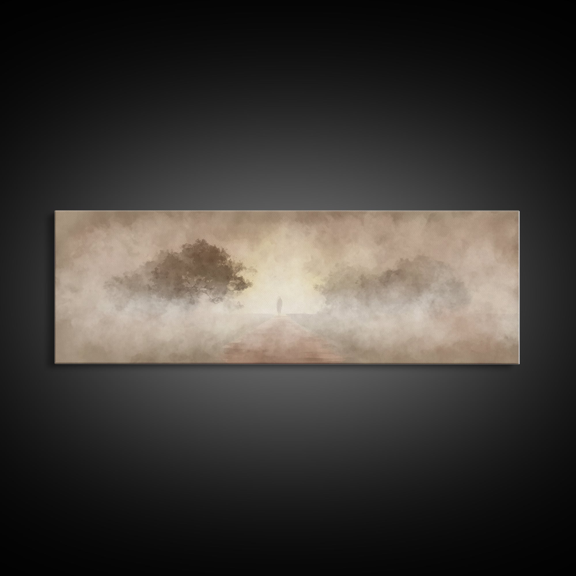 Solitary Road Grace | Framed Canvas Print | Christian Wall Art | Panoramic Frame | Christian Art | Christmas Art | Jesus Painting