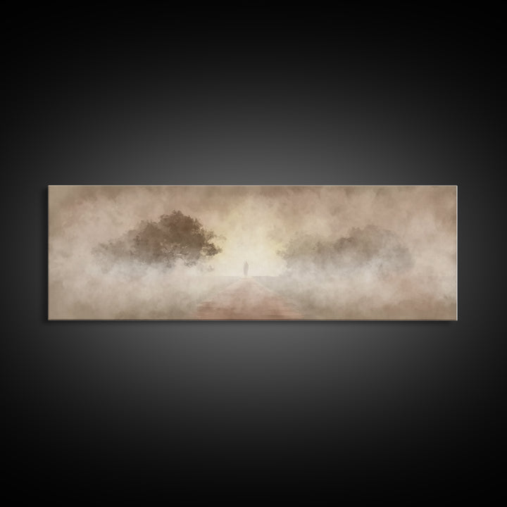 Solitary Road Grace | Framed Canvas Print | Christian Wall Art | Panoramic Frame | Christian Art | Christmas Art | Jesus Painting