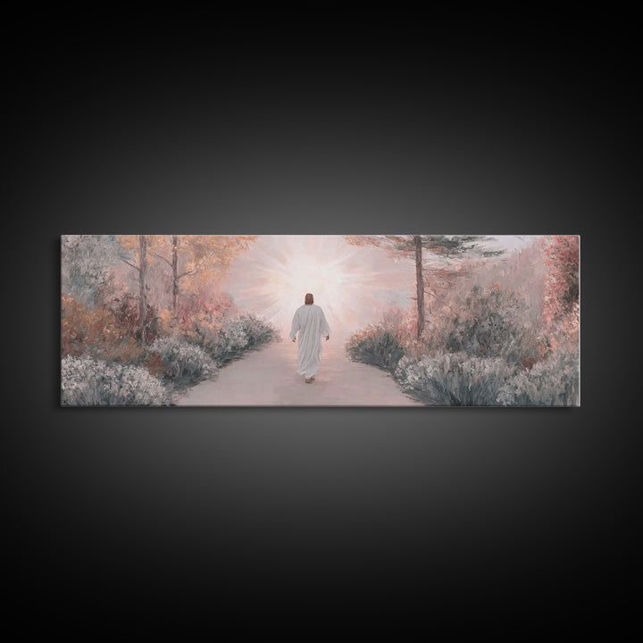 Garden Of His Peace | Framed Canvas Print | Panoramic Wall Art | Christian Art | Jesus Painting | Christian Art Canvas | Subtle Christian A
