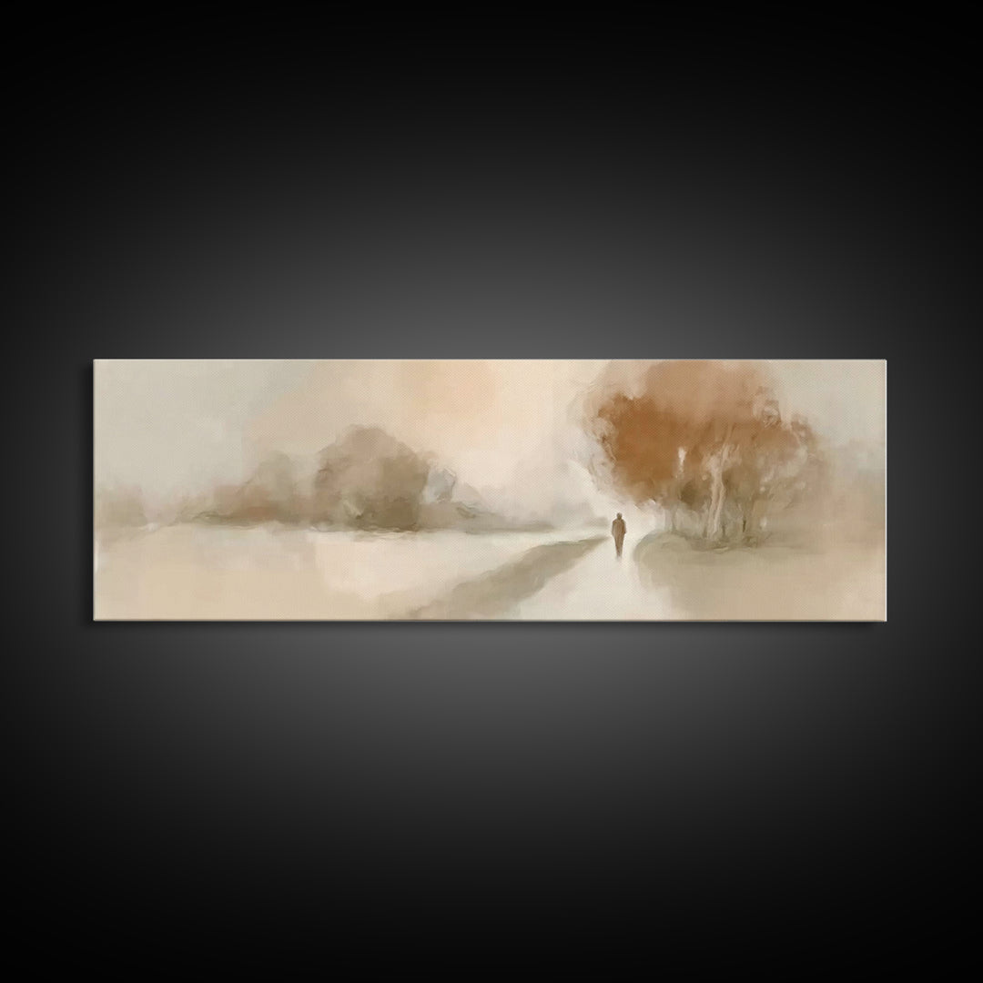 Walk Of Still Grace, Framed Canvas Print, Panoramic Painting, Christian Art Canvas, Jesus Painting, Christian Wall Art, Minimalist Christia