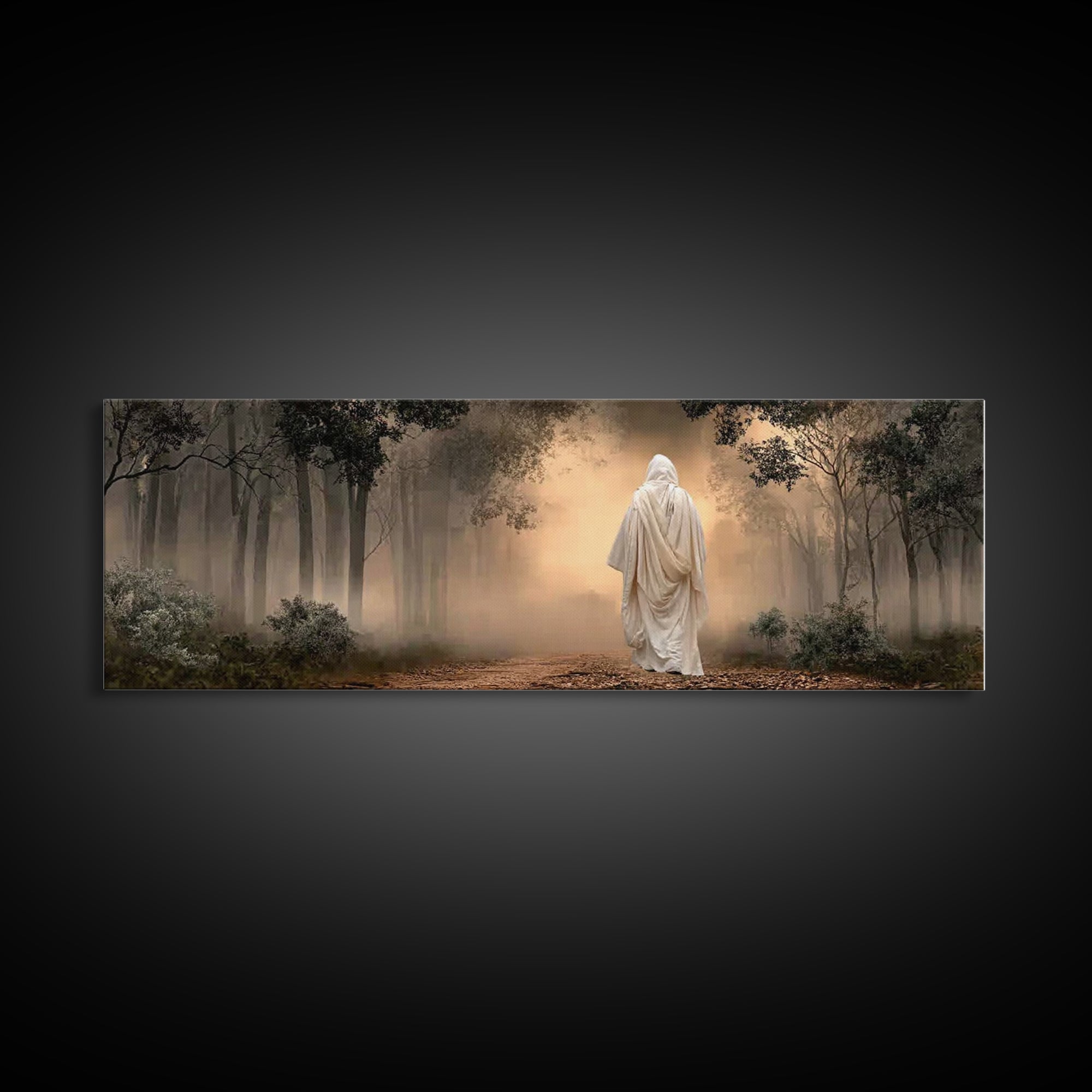 Quiet Hills Of Faith – Framed Canvas Print – Panoramic Painting – Christian Art – Jesus Painting – Christian Art Canvas – Subtle Christian
