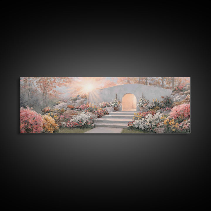 Sacred Forest Journey | Framed Canvas Print | Panoramic Frame | Christian Art | Jesus Painting | Christian Art Canvas | Moody Christian Art