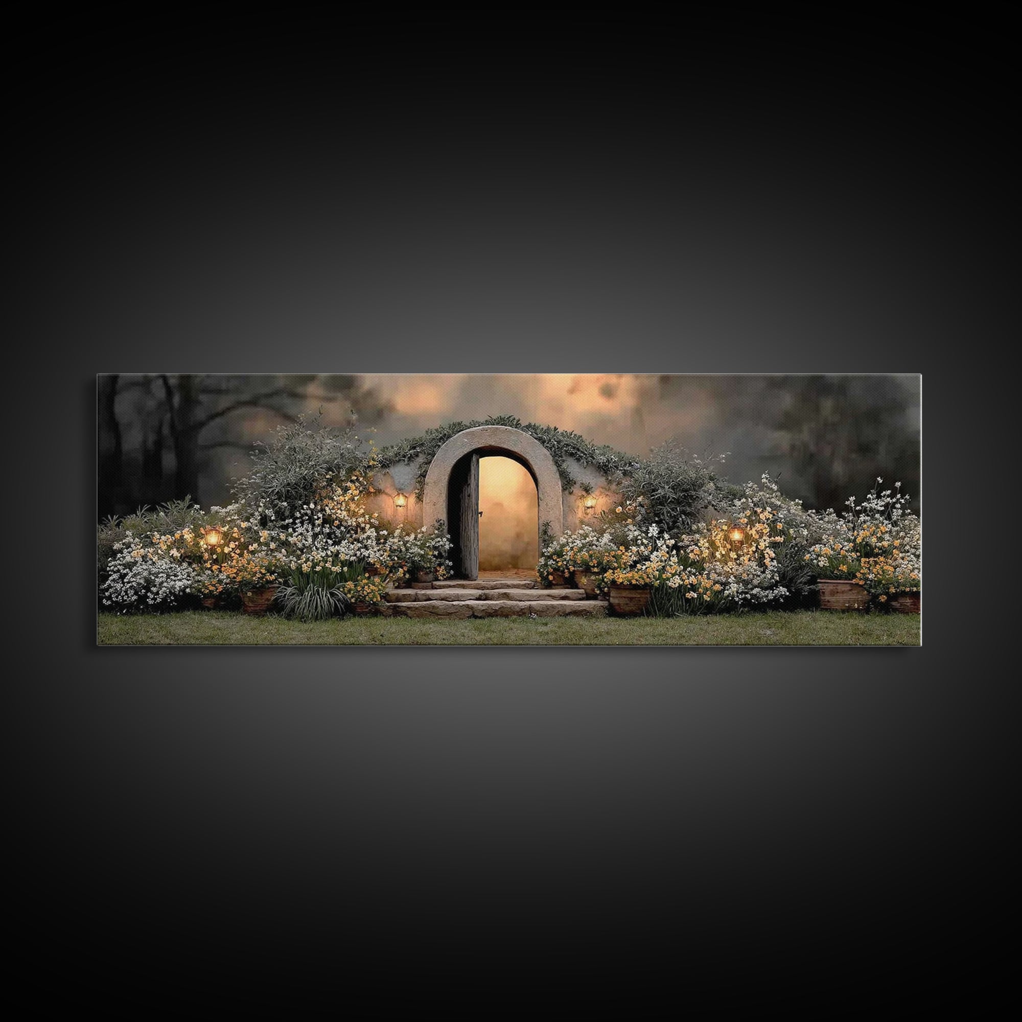 Garden Of Hope – Framed Canvas Print – Christian Wall Art – Christian Art Canvas – Jesus Painting – Panoramic Art – Christian Christmas Art