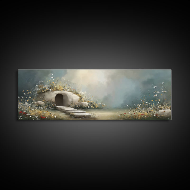 Heavenly Bloom Path | Framed Canvas Print | Christian Art Canvas | Christian Christmas Art | Panoramic Wall Art | Christian Wall Art | Jesu