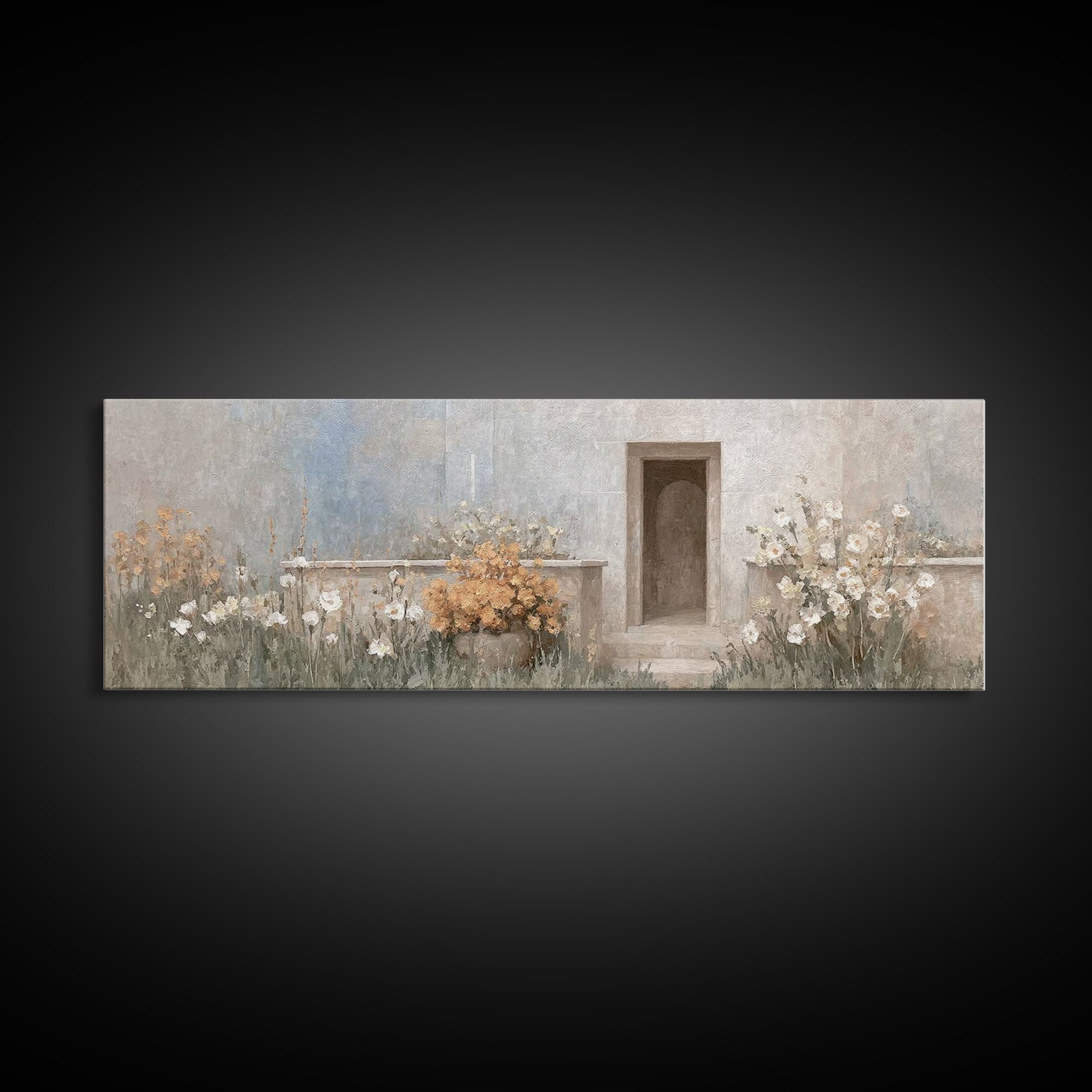 Radiant Stone Refuge – Framed Canvas Print – Christian Christmas Art – Panoramic Art – Christian Art Canvas – Jesus Painting – Christian Wa
