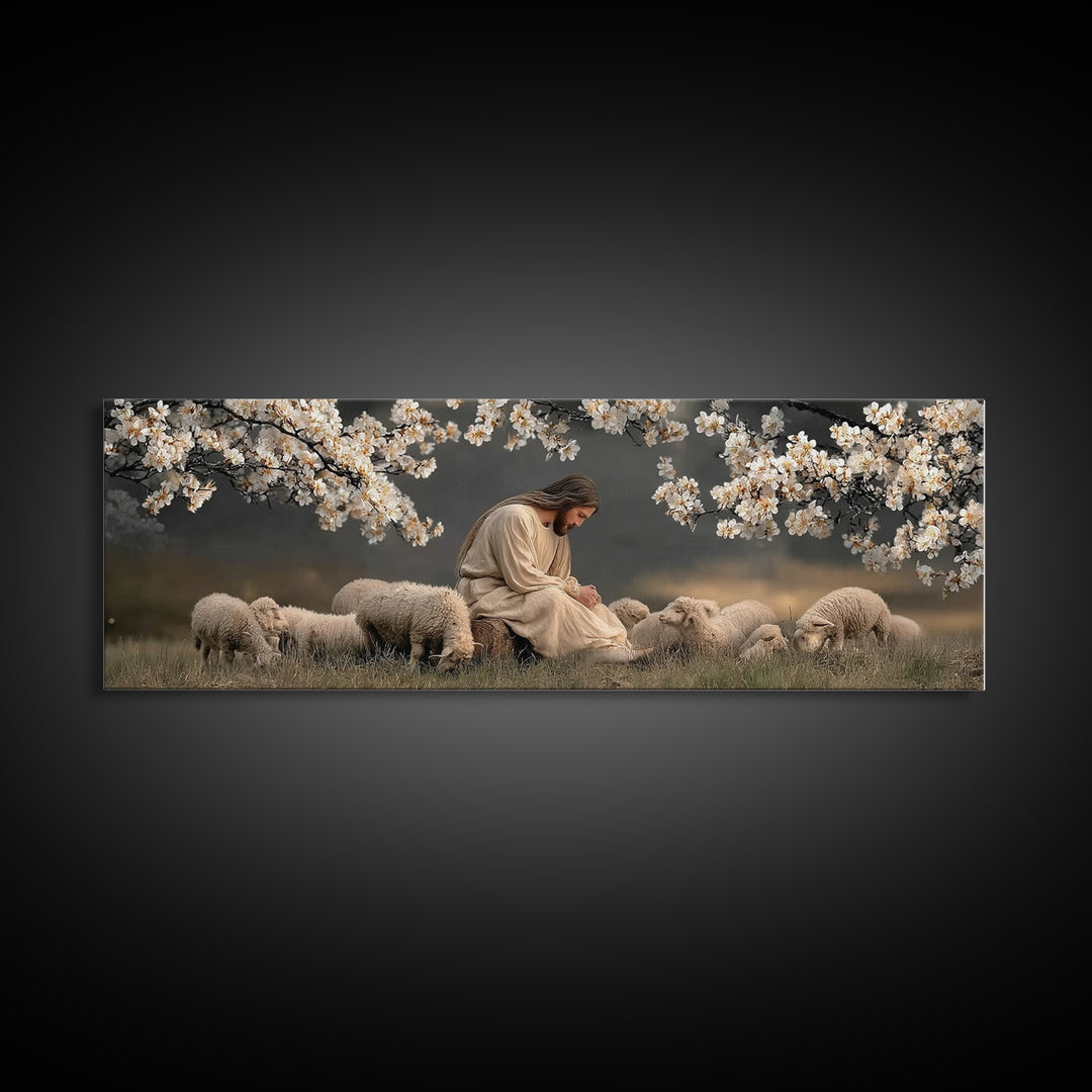 Stillness Of Grace | Framed Canvas Print | Panoramic Frame | Christian Wall Art | Christian Art Canvas | Christian Christmas Art | Jesus Pa