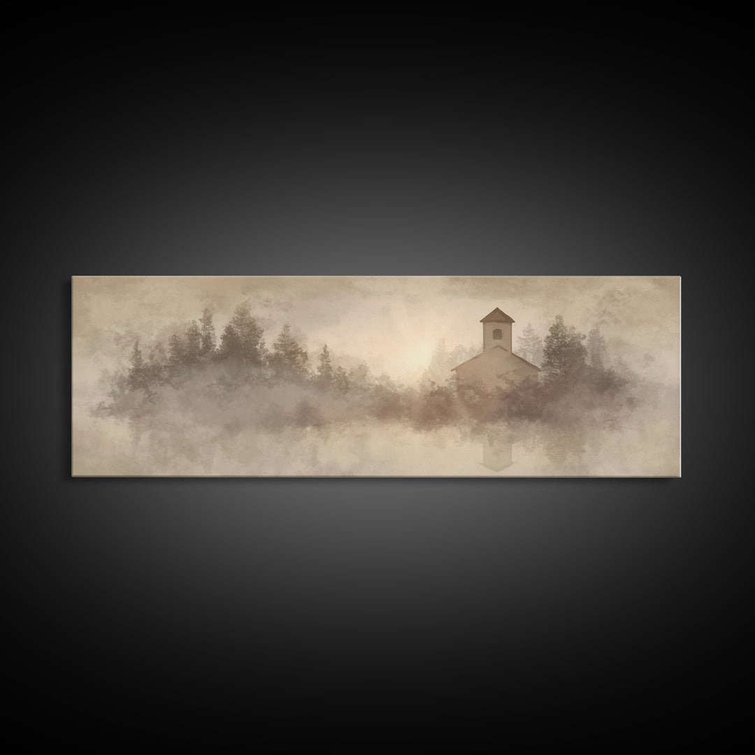 Sanctuary In Light – Framed Canvas Print – Panoramic Print – Christian Christmas Art – Christian Wall Art – Christian Art Canvas – Christia