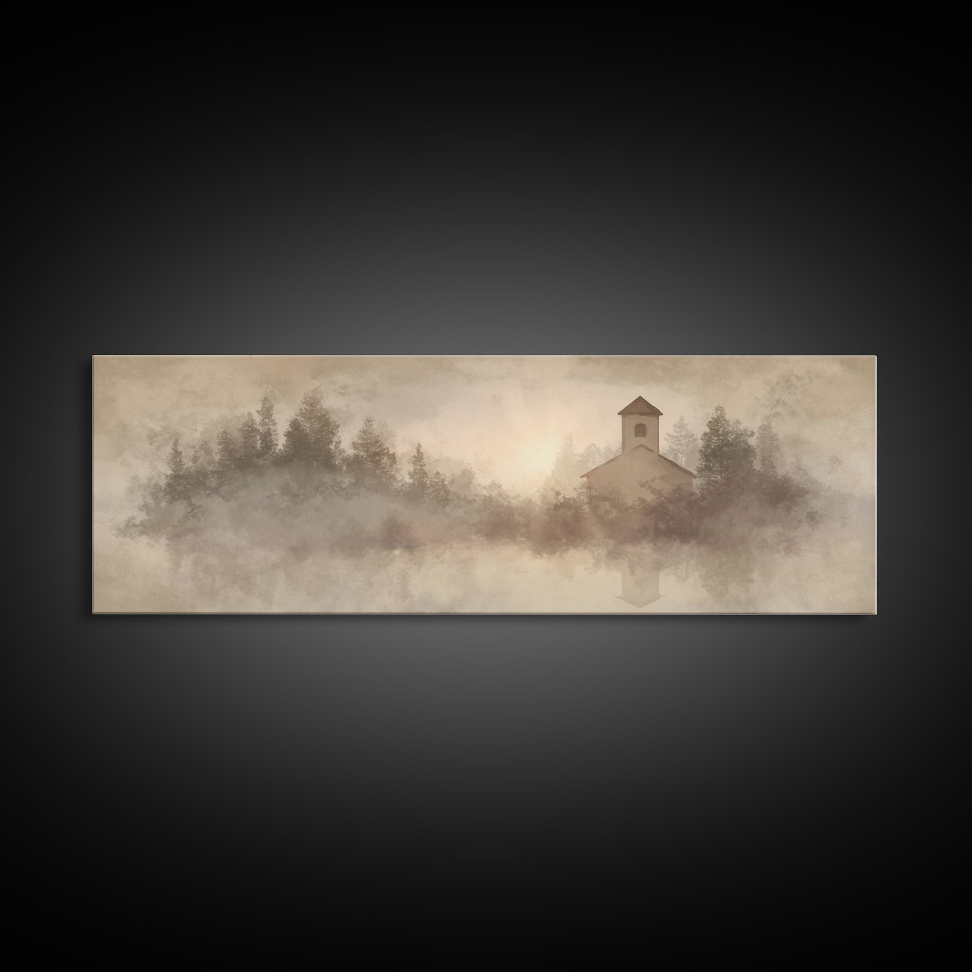 Sanctuary In Light – Framed Canvas Print – Panoramic Print – Christian Christmas Art – Christian Wall Art – Christian Art Canvas – Christia