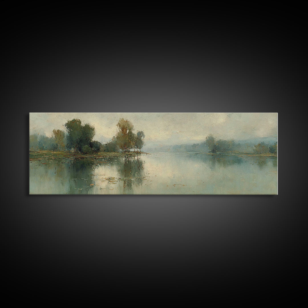 Riverland Peace Horizon | Framed Canvas Print | Christian Art Canvas | Panoramic Wall Art | Christian Painting | Christian Decor | Christma