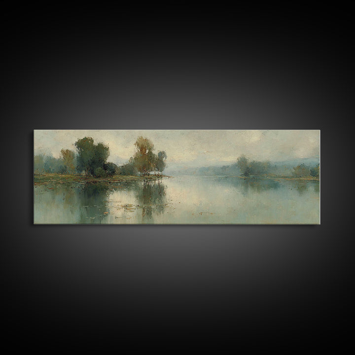 Riverland Peace Horizon | Framed Canvas Print | Christian Art Canvas | Panoramic Wall Art | Christian Painting | Christian Decor | Christma