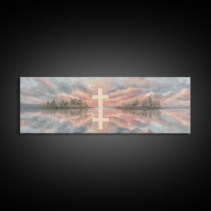 Heavenly Sky Promise – Framed Canvas Print – Christian Art Print – Panoramic Painting – Christian Wall Art – Christian Gift – Christmas Art