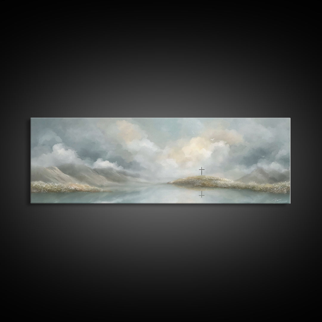 Light Of Redemption, Framed Canvas Print, Christian Painting, Panoramic Wall Art, Christian Art Canvas, Jesus Painting, Christian Decor