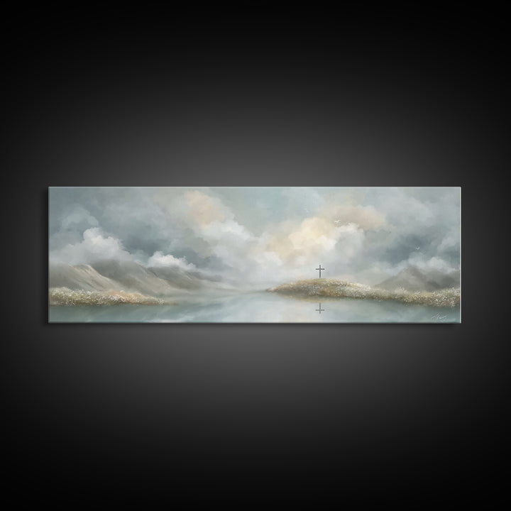 Light Of Redemption, Framed Canvas Print, Christian Painting, Panoramic Wall Art, Christian Art Canvas, Jesus Painting, Christian Decor