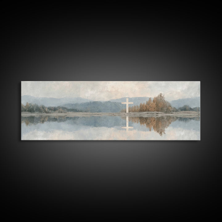 Evening Bethlehem Glow – Framed Canvas Print – Christian Wall Art – Panoramic Frame – Christian Art Canvas – Christmas Art – Christian Gift