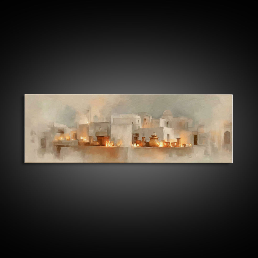 Harbor Of Faith, Framed Canvas Print, Christian Wall Art, Panoramic Art, Christian Art Print, Jesus Painting, Christian Decoration