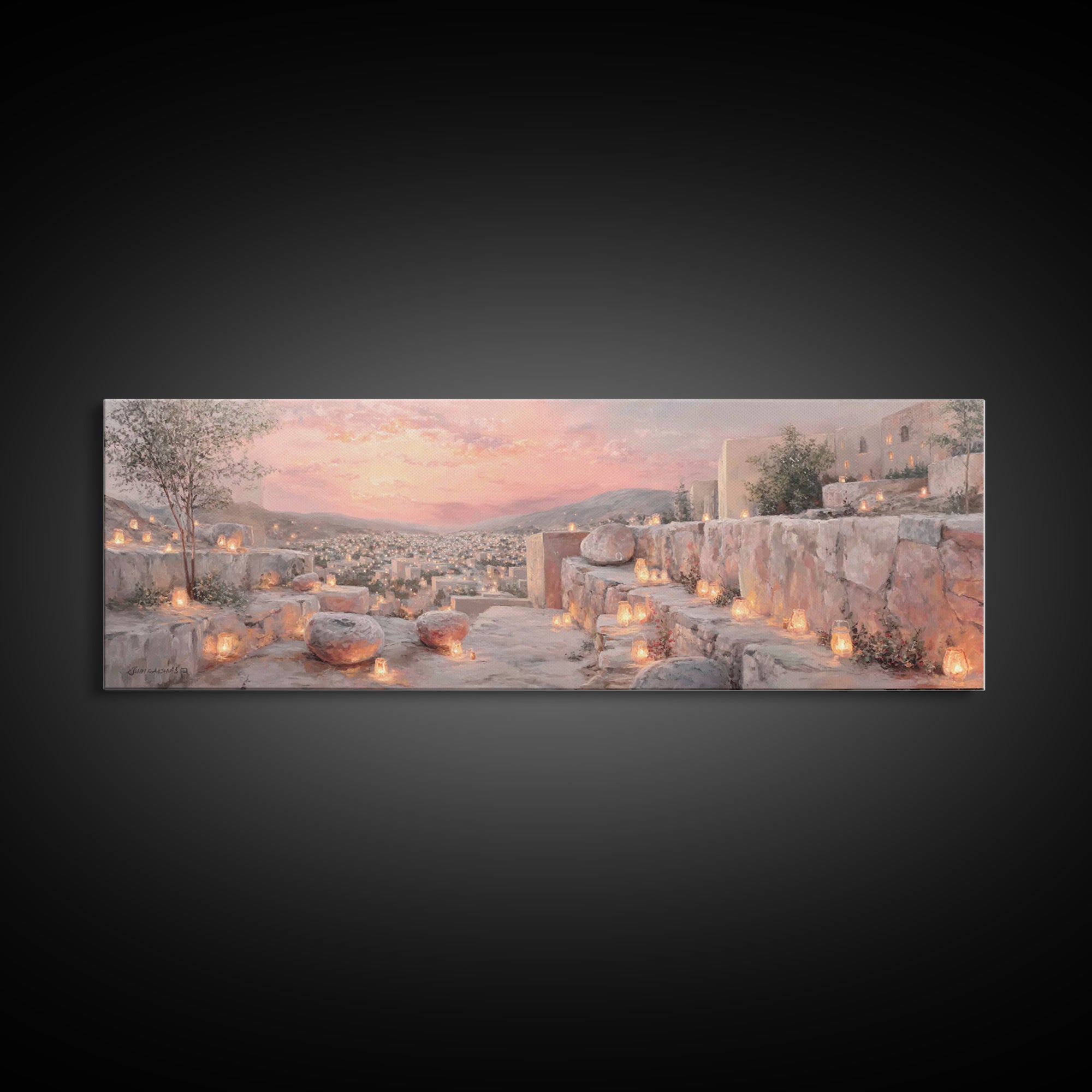 Lantern Path Blessing – Framed Canvas Print – Christian Art Print – Panoramic Wall Art – Christmas Art – Christian Wall Art – Christian Gif