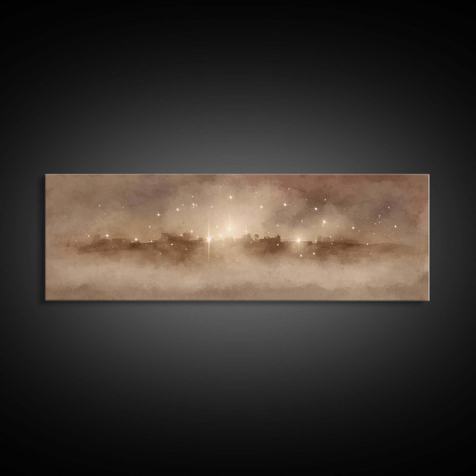 City Of Holy Light – Framed Canvas Print – Christian Art – Panoramic Frame – Christmas Art – Christian Christmas Art – Christian Art Canvas