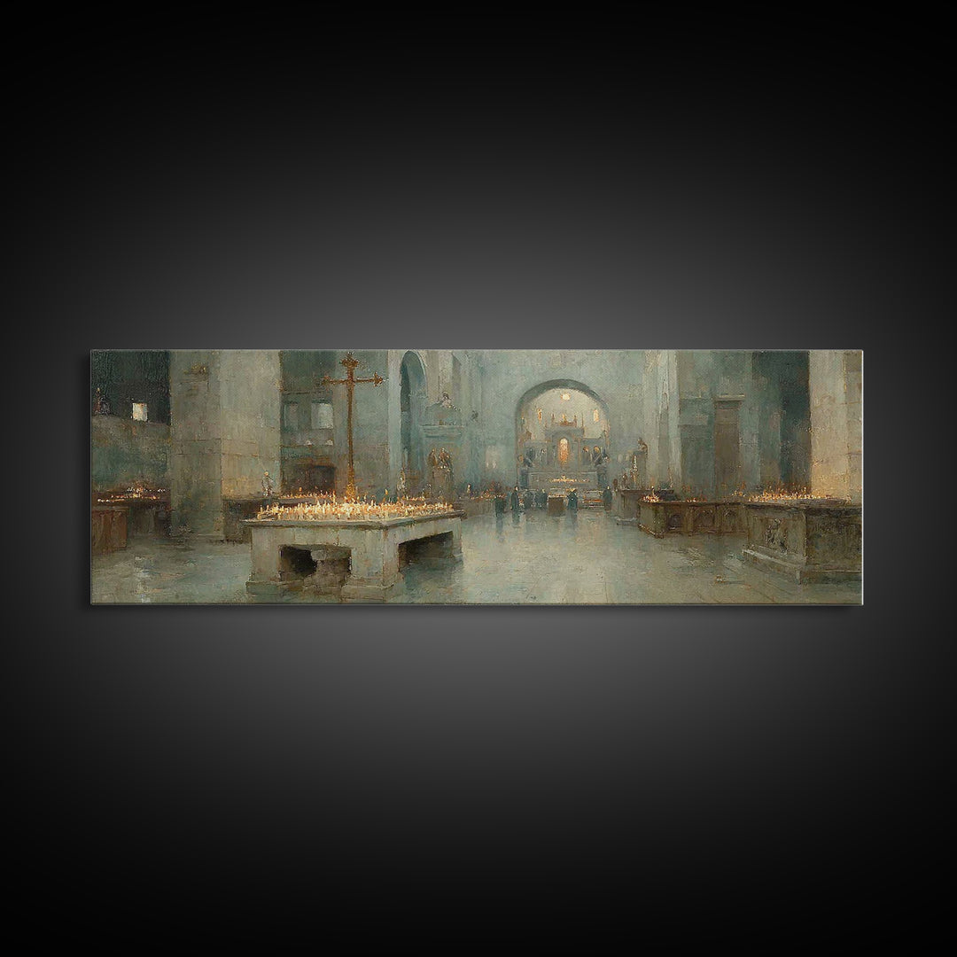 Silent Chapel Peace – Framed Canvas Print – Christian Art Canvas – Panoramic Wall Art – Christmas Art – Christian Wall Art – Christian Gift